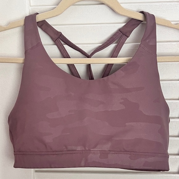 Old Navy Mauve PowerPress Medium Support Strappy Sports Bra for Women - Picture 1 of 5
